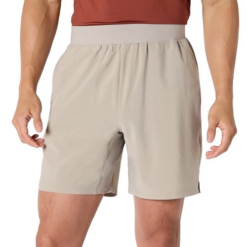 Image of Amazon Essentials Men's Athletic Running Training Shorts, Performance Stretch Woven Workout Shorts, 7 inch