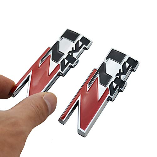 Image of 3D ABS Emblems Badges Decal Nameplate Compatible with Z71 4x4 2 Pcs (Black Red)