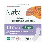 Naty Salvaslips Large | Capa superior de 100% algodón orgánico| Seguro para la piel | Sin perfume, 0% plástico convencional | Cómodos y transpirables | 28 unidades