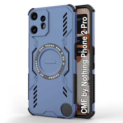 Image of Zapcase Back Case Cover for CMF by Nothing Phone 2 Pro | Magnetic Case with Built-in Metal Ring | Supports MagSafe Charger, Wallet & Car Mount | Shockproof Hybrid PC + TPU | Blue