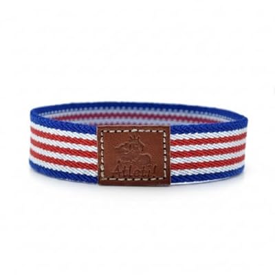 BDM Pulsera tela roja y blanca Atleti, elástica y con Neptuno Madrid en cuero, futbol para mujer y hombre, 18-20 cm. | Ya disponible en tu tienda friki favorita! En mundofriki.es!