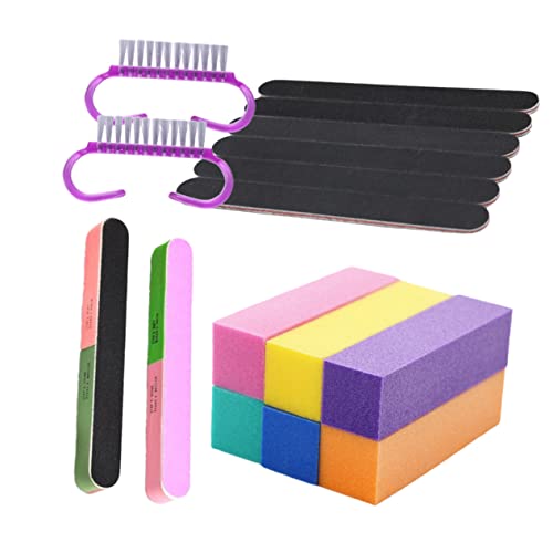 BESTYASH 1Set Nail Files and Mini Nail Brush Durable Polishing for Manicure and Nail Care Tool Kit for Natural and Nails