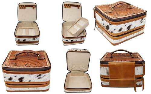CHALLENGER Handcrafted Floral Tooled Cowhide Jewelry Organizer