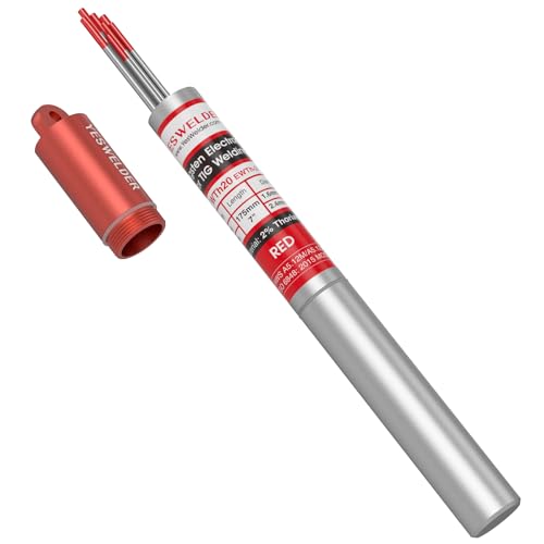 Image of YESWELDER TIG Welding Tungsten Electrode Red Tip | 5pk 1 /16 inch & 5pk 3 /32 inch by 7 inch Assorted-size Red WT20 /EWTh-2