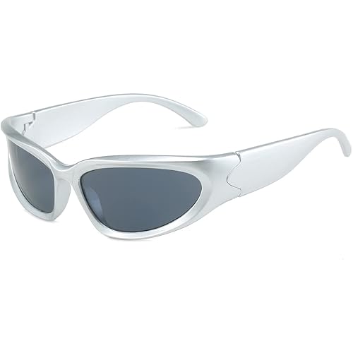 Y2K Wrap Around Fashion Sunglasses for Men Women Trendy Shades Futuristic Swift Oval Sport Glasses