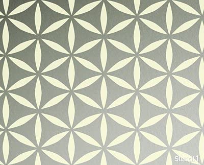 Stencil1 in plastica, 11 x 11 cm, Motivo: Fiori