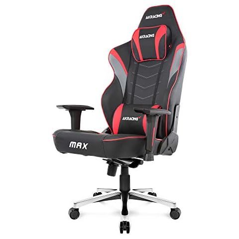 AKRacing Masters Series Max Gaming Chair with Wide Flat Seat, 400 Lbs Weight Limit, Rocker and Seat Height Adjustment Mechanisms - Red Cover