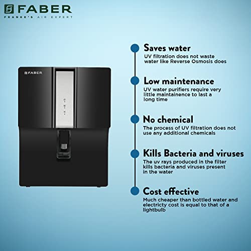 Faber XUV 8000 (UV + UF + Alkaline) | Free Installation | 7L Storage| 7 Stage Filtration Pre & Post Carbon | Tank Full, Power, Purification Indicator | Suitable for Municipal Water view 2