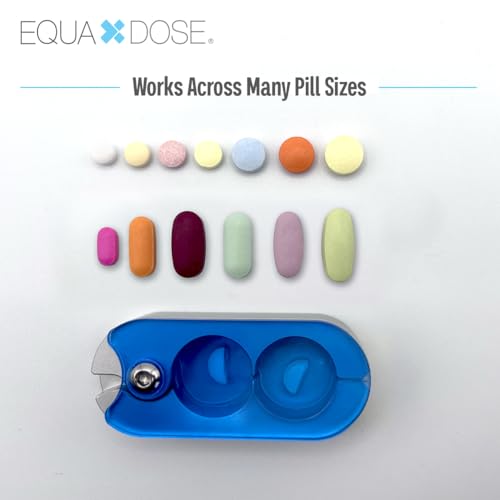 Image of EQUADOSE Pill Splitter with Premium and Durable Aluminum Blades, Blue | Safely and Cleanly Cuts Small and Large Tablets, Vitamins, and Pills, Tablet Divider for Accurate Medication Dosing