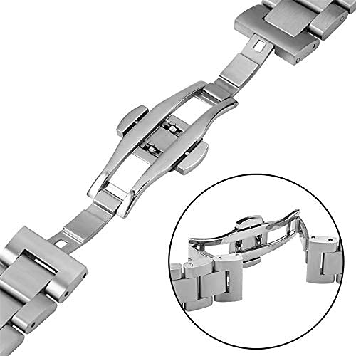 Sangle de montée 18mm 20mm 22mm acier inoxydable boucle argent montre - 4