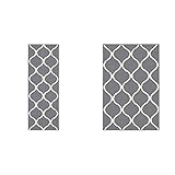 Maples Rugs Rebecca Contemporary Runner Rug Non Slip Hallway Entry Carpet, 1'9%22 x 5', Grey/White &...