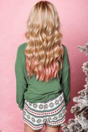 SELINK Girls Christmas Lounge Sets 2 Piece Sweatsuit Long Sleeve Pullover Top and Snowflake Print Wide Leg Shorts2