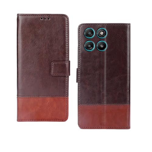 Image of amazon basics Motorola G67 Power 5G Flip Cover | Card Pockets Wallet & Stand | Flip Cover for Motorola G67 Power 5G (Coffee and Tan)