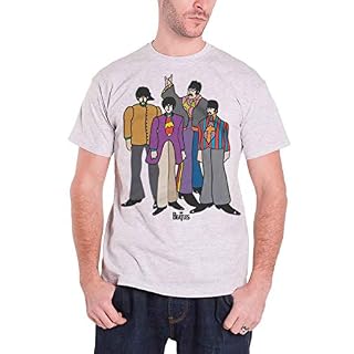 Beatles Men’s Yelsub Characters T-Shirt Heather - Les Beatles, Paul McCartney, John Lennon, RIngo Starr, George Harrison