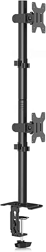 Bracwiser Soporte de brazo de monitor vertical doble totalmente ajustable para dos pantallas de 13 a 32 pulgadas, 22 libras para monitor de pantalla