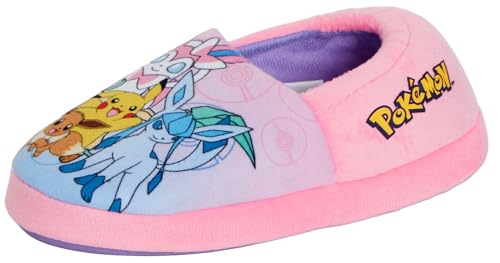 Chaussons Pokémon Pikachu Evoli à enfiler en polaire pour filles, multicolore, 28 EU