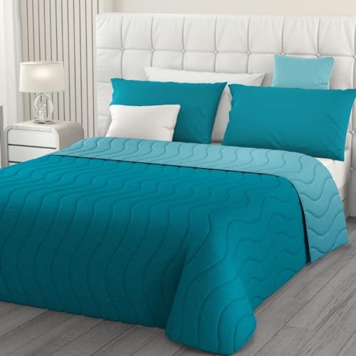 L'ANTICO ARCOLAIO - Trapuntino Singolo Estivo (Oceano/Petrolio) Copriletto Singolo Mezza Stagione, Trapunta Singola Double Face Ipoallergenica, Made in Italy (Microfibra, 100g/m2)