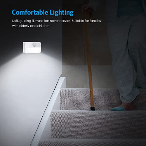 Image of AMIR 12 Pack Motion Sensor Stair Lights for Indoor, Battery-Operated LED Night Light, 40 Lumen 6500K, Cordless Closet Light, Tap Light, Safe Lights for Stairs, Hallway, Bathroom, Cabinet, Kitchen