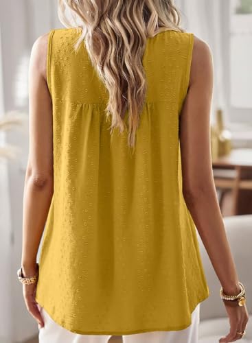 Image of Falechay Womens Summer Tops Boho Shirts Crewneck Sleeveless Tank Tops Flowy Lace Hem Casual Blouses Clothing Trendy 2026