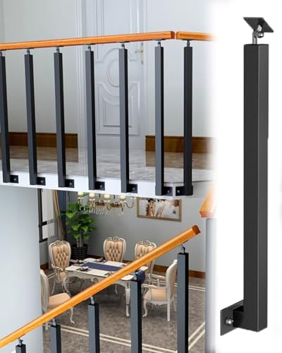 Barandillas de escalera cuadradas de metal negro para montaje lateral en postes y paredes
