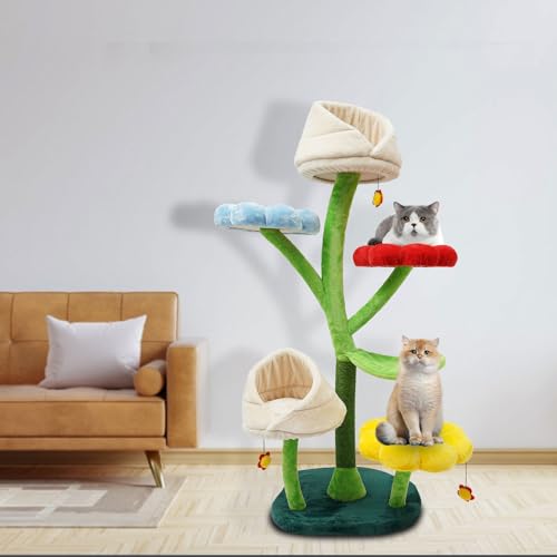 Rascador para gatos de interior 6 niveles con hamacas miniatura 4