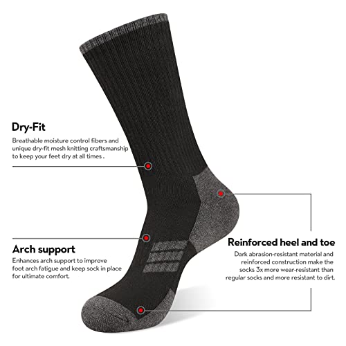 Heatuff Mens Moisture Wicking Heavy Cushion Crew Socks, Reinforced Heel & Toe Durable Socks2
