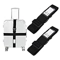 AiQInu Cinghie per Valigie,2 Cinghie per Bagagli Regolabili,Segnare Bagagli Fissaggio Valigie Cintura Sicurezza per Bagagli Accessori Viaggio Utili 2 Nero