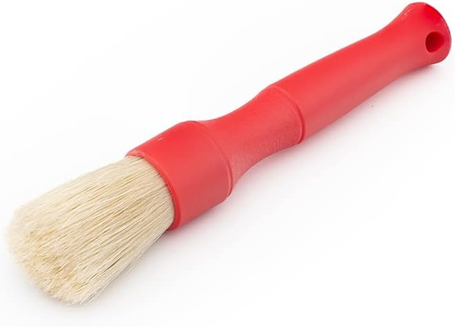 Boar Hair Detailing Brush Small, Comfortable Grip and Heavy-Duty Scrubbing for Interior, Exterior, Engine Bay, Wheels, Exhaust Tips, Textured Plastic