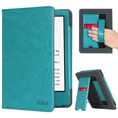 Image of CoBak Case for Ereader - Durable PU Leather Cover with Auto Sleep Wake, Card Slot, Hand Strap Feature - Fits Kindle Paperwhite 11th Generation 6.8 inch Signature Edition 2021 Released, Floral Damask