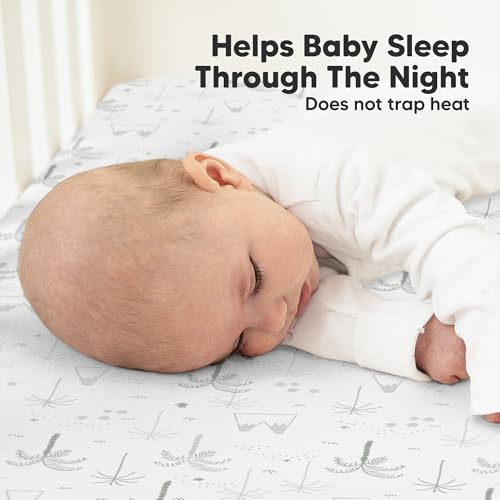 Image of KeaBabies 2-pk Organic Cotton Crib Sheets for Boys Girls 52x28 (DinoDood) | Fitted Crib Mattress Sheet Neutral, Breathable Cover for Baby Bed Set, Toddler Mattress, Soft & Cute Prints