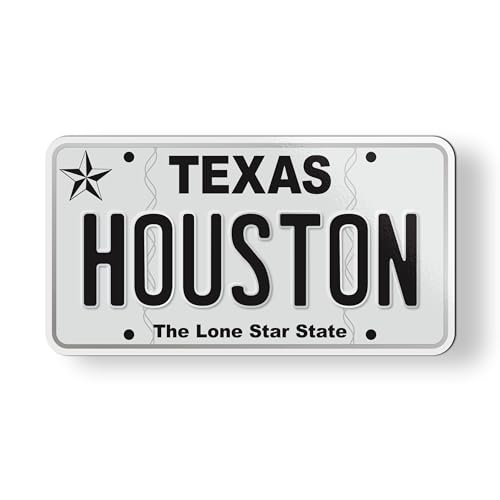 Imán estilo placa Texas Houston 3.5 pulgadas