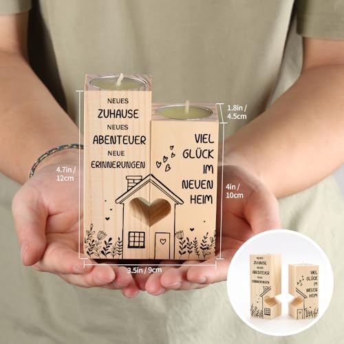 KAAYEE Einzugsgeschenke Wohnung, Kerzenständer Einweihungsgeschenk Geschenk zum Einzug ins Haus, Viel Glück im Neuen Zuhause, Richtfest Geschenk für Freundin Frauen Nachbarn (Einweihungsgeschenk)