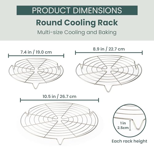 Image of Ultra Cuisine 3 Set Round Cooling Racks for Baking (7.5, 9 & 10.5 Inch)