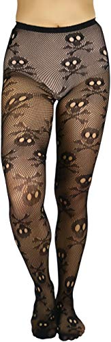 Image of ToBeInStyle Women's Skull Crossbones Skeleton Pirate Symbol Hosiery Tights & Thigh High Stockings