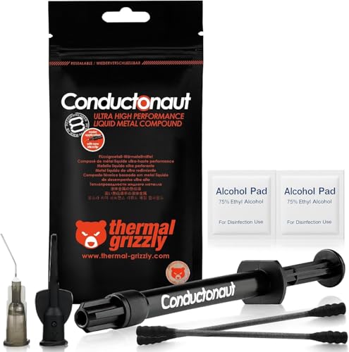 Thermal Grizzly Conductonaut Thermal Grease - 1Gram Set + Extra Applicators - Liquid Metal Thermal Paste for Cooling The CPU, GPU (Conductonaut) (1g Combo) Made in Germany