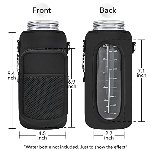 Half Gallon Water Bottle Carrier Bag, Bottle Pouch Holder, Adjustable Shoulder Hand Strap 2 Pocket Sling Neoprene Sleeve Sports Water Bottle Accessories for Hiking Travelling &Camping - Image 3