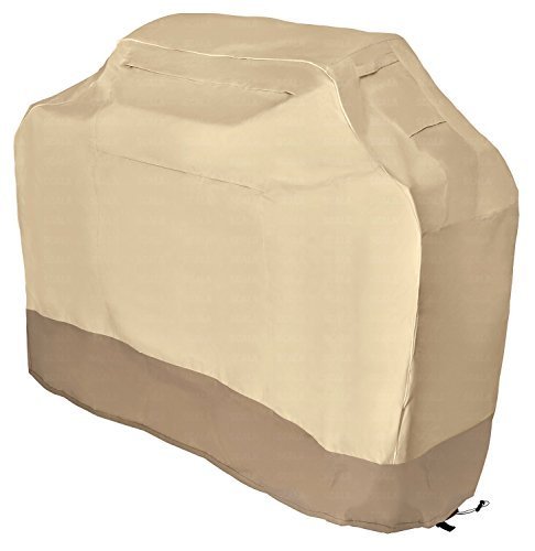 Grill Cover - Garden Home Up to 58" Wide, Water Resistant, Air Vents, Padded Handles, Elastic Hem Cord - Heavy Duty Burner Gas BBQ Grill Cover