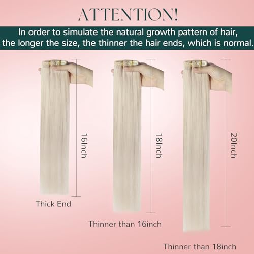 Image of Easyouth Human Hair Clip in Extensions White Blonde, for Beginner | Clip in Hair Extensions Real Human Hair White Blonde, 16 Inch 7pcs 120g, Invisible, Easy to Apply and Remove, for Party