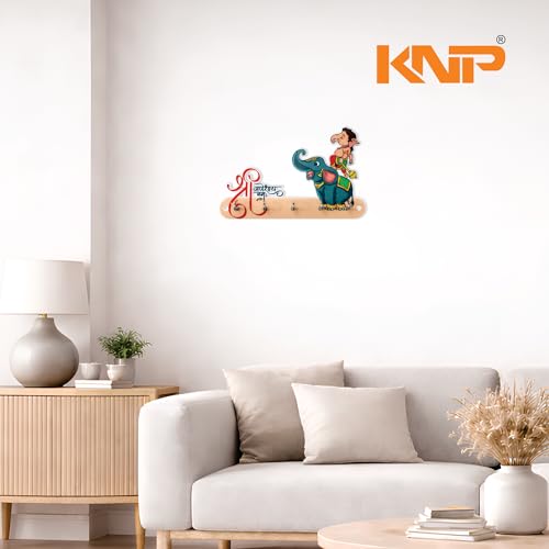 Image of KNP Art Acrylic Key Holders, Premium HD UV Printed, Multipurpose Key Stand for Home, Office Decor, Weather Proof, Anti-Rust, Wall Mounted Key Holder, Cartoon Theme, (Elephant)