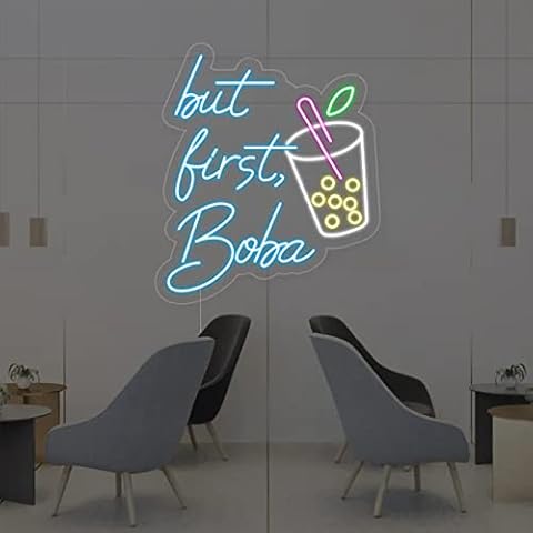 Bubble Tea with Cup Neon Sign for Wall Decor, Custom Neon Light Signs for Bedroom, Living Room, Tea Bar Decorations12V LED Neon Lights, Milk Tea, Restaurant Coffee Dessert Shop Party (16.5 * 19.7in) Cover