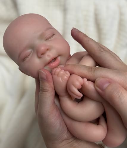 Muñeca bebé de silicona realista 33cm boca abre miniatura 2