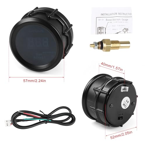 image for BREADEEP 2''/52MM Universal Water Temperature Gauge, DC12V Digital LED