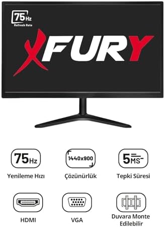 FURY 19" Geniş Ekran 75 Hz 5ms (VGA,HDMI) Led Monitör - Görsel 2