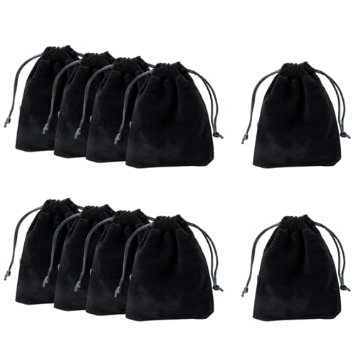 Honbay Bolsas pequenas de veludo com cordão de 7,6 x 10 cm, bolsas de tecido de veludo preto, bolsas de joias, sacos de embrulho para joias pequenas, pulseiras, fones de ouvido, chaveiros, contas,