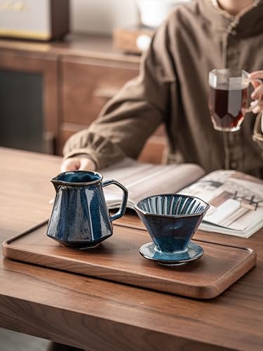 Image of Pour Over Coffee Maker,Ceramic Coffee Maker With 40 pcs Paper Filter,20oz /600ml Pour Over Coffee Dripper (Starry Blue)