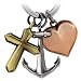 Produktbild FABACH Glaube Liebe Hoffnung Schlüsselanhänger - Geschenk Anhänger Kreuz Herz Anker Schlüsselanhänger - Dreifarbige Symbole Charm Faith Hope Love
