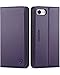 SHIELDON iPhone 8 Case, iPhone 8 Wallet Case, Genuine Leather iPhone 7 Flip Magnetic Cover Card Slots Holder Carry-All with Kickstand TPU Shockproof Case Compatible with iPhone 7 8 - Dark Purple