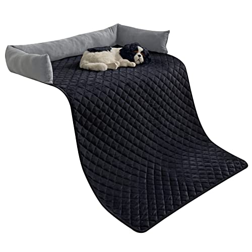 OKYUK Cuccia per cani, cuscino per cani – protezione per il divano, lavabile a mano, cuscino per cani di taglia grande, media e piccola (grigio-nero, 75 x 120 cm)