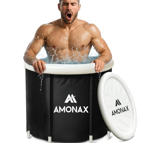 Amonax Eisbaden Tonne, Outdoor Badewanne Für Kryotherapie, Tragbares Ice Bath Tub Cold Plunge Mit Schwimmendem Poolthermometer, Abdeckung Und Deckel, Aufblasbare Eistonne Für Zuhause