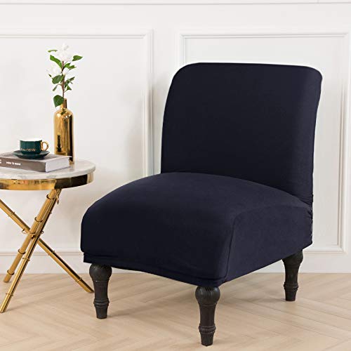 Armless Accent Chair Cover, Large Size Armless Slipper Chair Slipcover, Stretch Universal Thin Fabric Living Room Chair Cover Furniture Protector Removable Washable For Home Hotel Living Room (Navy) #TOP2
